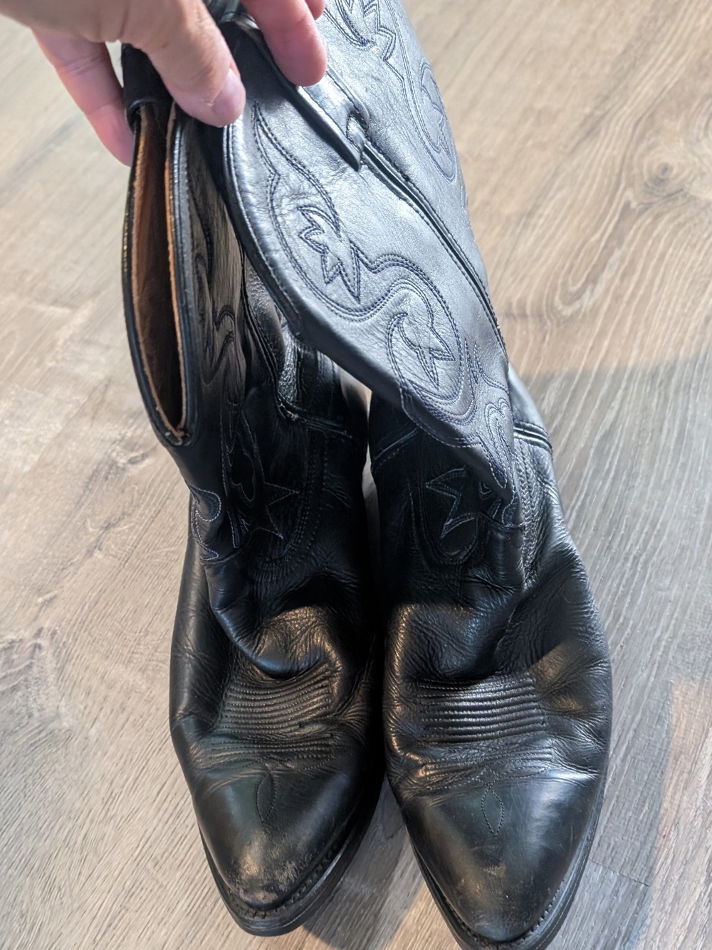 Black Embroidered Heeled Boots